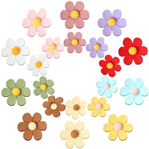 poraceous 20 Stück Blumen Magnete für Kühlschrank, 3D Blumen Kühlschrankmagnete, Bunte Blumens Dekorative Kühlschrankmagnete, Bunte Starke Dekorative Lustige, 10 Farben für Küche und Büro, Kühlschra