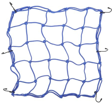 MUELODSIC Blaues Elastisches Gepäcknetz mit Gummizug und Metallhaken Vielseitig Kompatibel für Fahrradhelm und Reisegepäck für Camping und Tägliche Fahrten