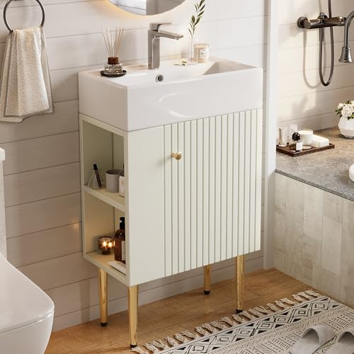 SUKY Mobile da bagno con lavandino, mobili per il bagno degli ospiti, 55 x 31 x 91,5 cm (bianco)