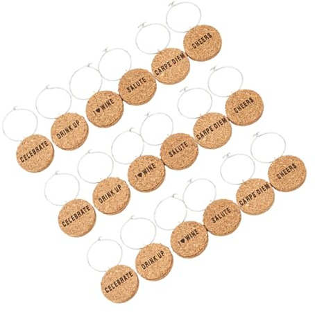 TOYANDONA Weinglasmarker mit Einfachem Design aus Kork Wiederverwendbare 18 in Khaki zur Getränkemarkierung für Partys und Familienfeiern