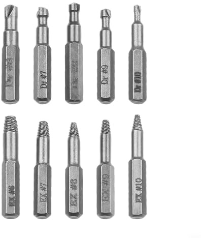 Werkzeug zum Entfernen von hartnäckigen gebrochenen, verrosteten und geschälten Schrauben mit 4 mm und 6 35 mm Bohrern, inklusive 10 Stück für verschiedene Schraubentypen (4 mm)