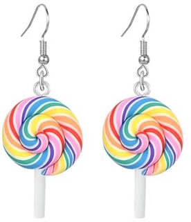 Bunte Regenbogen Lutscher Ohrringe, Süßigkeiten-Ohrringe für Mädchen, Niedliche Lutscher Ohrring für Frauen und Mädchen