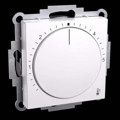 Ritzer Raumthermostat für Gira Standard 55 - Elektronischer Temperaturregler mit zentralem Einstellrad - für Fußbodenheizung (ohne Rahmen reinweiß glänzend)