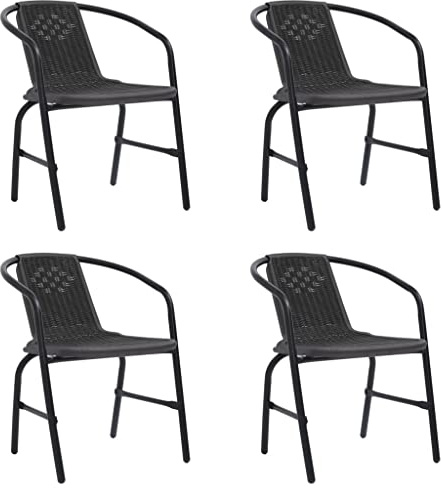 Bucmath Gartenstühle 4 STK. Rattan-Optik, Kunststoff und Stahl, 110 kg Belastbarkeit, stapelbar für Balkon und Terrasse, Bequeme Outdoor-Sitzgelegenheit