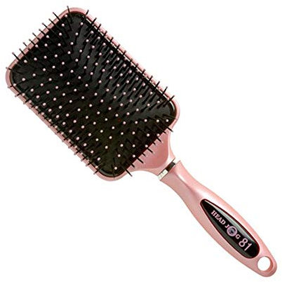 Head Jog Paddle Hair Brush 81. Detangler With Ionic Bristle Pins. Perfect For Wet Or Dry Hair. For Detangling Straightening, Blow Drying, Tangle & Frizz Control. Sleek, Shine Results. (Pink)
