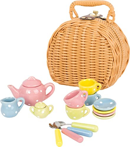 Legler small Foot Picknickkorb Teeservice, Rollenspiel für Kinder, Teeset inkl. Puppengeschirr, ab 3 Jahren, 17-teilig, 5313