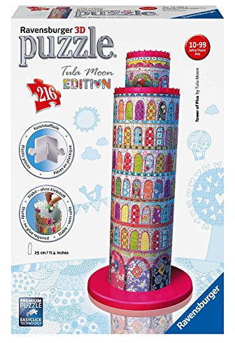 Ravensburger 12568 - Tula Moon Pisa Turm, 3D Puzzle-Bauwerke, 216 Teile