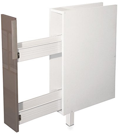 Berlioz Créations CE15BT Unterschrank für Küche mit Gewürzregal, in taupefarbenem Hochglanz, 15 x 52 x 83 cm, 100 Prozent französische Herstellung