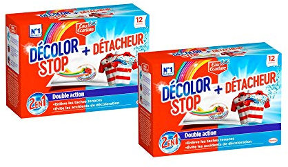 Décolor Stop 2en1 – Sachets Anti–Décoloration + Détacheur – 12 Sachets Lot de 2
