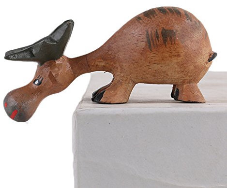 ART-CRAFT Holz-Elch Schnitzerei aus Pinien Holz leicht dunkel gebeizt und leicht bemalt 10cm