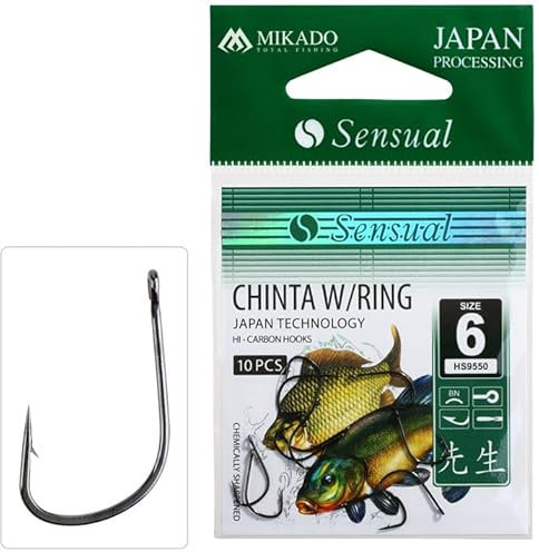 Mikado Sensual CHINTA 10 scharfe Angelhaken Allround Haken mit Öse Gr. 8-14 (8)