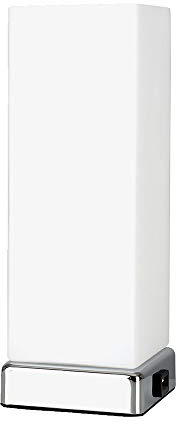MiniSun | Modern Chrome and White Frosted Glass Touch Table Lamp with USB Charging Port | Table Lamps, Home Décor & Improvement Essential | Includes 5W LED Bulb [3000K Warm White]