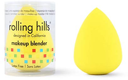 Rolling Hills - Eponge de Maquillage Makeup Blender - Sans Latex - Applicateur de fond de Teint - Couleur Jaune