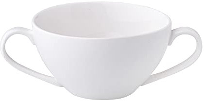 Dajar AMBITION Suppentasse 350 ml Porto Suppenschale Suppenschüselchen Tasse mit Griff Porzellan Suppenbecher Spülmaschine weiß modern, 11 x 11 x 6,2 cm