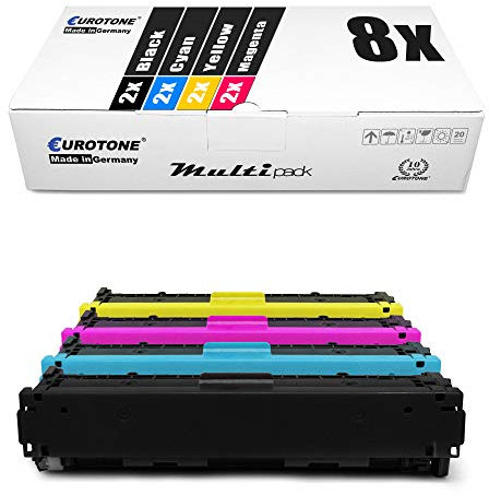 8X Müller Printware Toner kompatibel für Canon I-Sensys LBP 611 613 Cdw Cn, 045 / 045H BK CMY Set