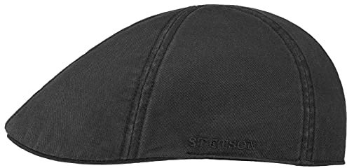Stetson Texas Cotton Flatcap mit UV Schutz 40+ - Schirmmütze aus Baumwolle - Unifarbene Mütze Frühjahr/Sommer schwarz M (56-57 cm)