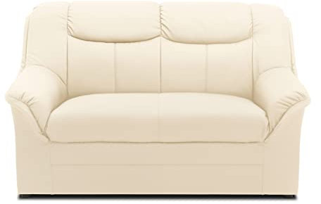 DOMO. collection Sofa Berlin, Leder, klassisches 2er Sofa, Polstergarnitur mit weichem Kunstleder und hochwertigem Federkern, 2 Sitzer 143 x 90 x 89 cm (BxTxH), beige (weiß)
