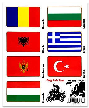 4R Quattroerre.it 8213 Aufkleber Flaggen Flag Ride Tour Stickers Europa 4 für Motorradkoffer, 16 x 13.5 cm