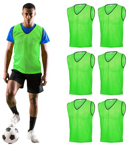 GSI Mesh-Sport-Lätzchen, für Fußball, Basketball, Volleyball und andere Teamspiele (groß, Grün, 6 Stück)