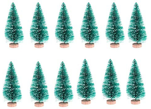 NUOBESTY 24 Stücke Mini Sisal Weihnachtsbaum Modell Bäume Schneetannen Weihnachten Miniatur Deko Figuren Kleine Tannenbaum Künstlicher Christbaum Tischdeko Micro Landschaft Dekoration