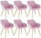 WOLTU Esszimmerstühle 6er Set Esszimmerstuhl Küchenstuhl Polsterstuhl Design Stuhl mit Armlehnen, mit Sitzfläche aus Samt, Gestell aus Metall, modern, Gold Beine, Rosa, BH232rs-6