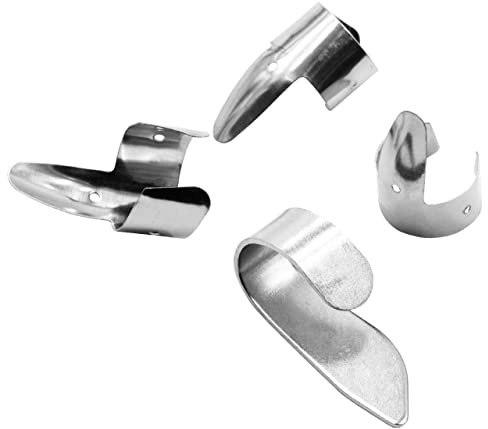 vhbw Finger-Pick Set 1x Daumenpick, 3X Fingerpick Gitarrenzubehör kompatibel mit Gitarren Ersatz für Banjo, Pedal-Steel-Guitar, Resonatorgitarren - Metall, Silber