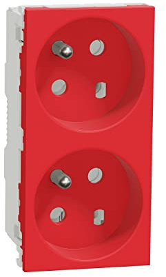 Unica - Enchufe doble 2P+T - FR - 45° - Cuello - Rap - Destromp - Rojo - Mecanismo solo