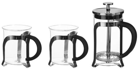 Paris Prix Secret de Gourmet - Coffret Cafetière & 2 Tasses Café 60cl Noir