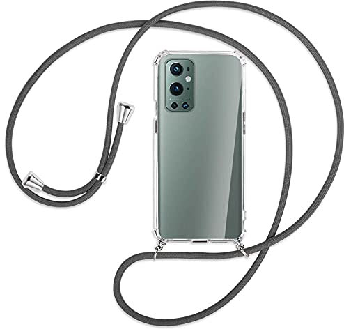 mtb more energy® Handykette kompatibel mit OnePlus 9 Pro (6.7'') - dunkelgrau - Smartphone Hülle zum Umhängen - Anti Shock Full TPU Case