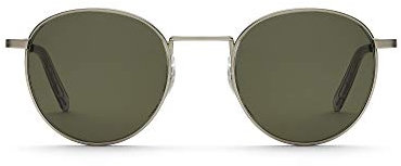 TAKE A SHOT - Runde Sonnenbrille silber unisex mit Edelstahlrahmen und anpassbaren Edelstahl Bügeln, UV400 Schutz, Rückentspiegelte Gläser, Arin Silver Green