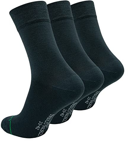 Paolo Renzo Unisex Bambus Business Socken 3 Paar Bambussocken für Damen und Herren Geruchshemmend Größe 35/38 Dunkelgrau