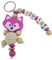 Schlüsselanhänger mit Namen personalisiert - 3D Fuchs mit Häkelperle - magenta Holz natur - Namensanhänger für Kinder Mädchen