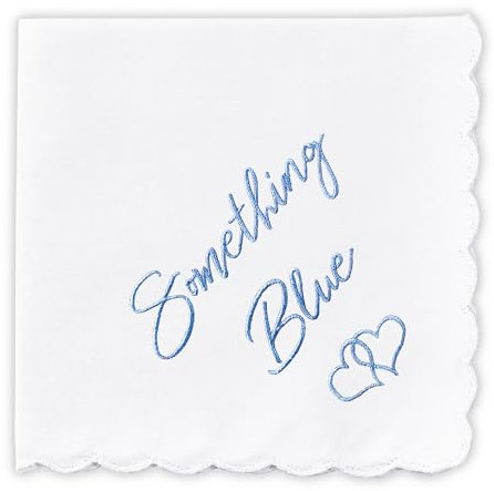 W&F GIFT Hochzeits-Taschentuch, 30,5 x 30,5 cm, etwas Blau, für Braut am Hochzeitstag, lustiges Hochzeitsgeschenk, 1 x Something Blue (Braun), 6 x 6