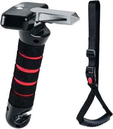 4in1 Portable Car Door Mobility Aid Bar and Handle Set for Disabled and Elderly. Vehicle Handle Assist Bar: Car Emergency Escape, Seatbelt Cutter, Flashlight, Grab Handle
