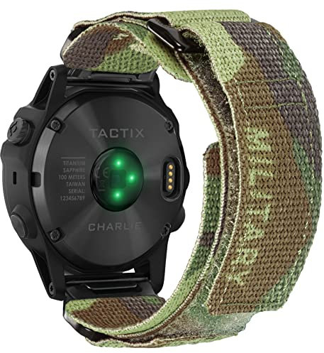 Compatibile con Garmin, cinturino per orologio mimetico, cinturino sportivo in nylon super robusto, con design ad anello intrecciato, per fēnix/Forerunner/Approach/MARQ/quatix/D2, cinturino di