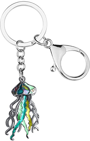 DUOWEI Cute Quallen Schlüsselanhänger Jellyfish Schlüsselring Anhänger Meer Tiere Schmuck Geschenke Rucksack Auto Charms für Damen Mädchen