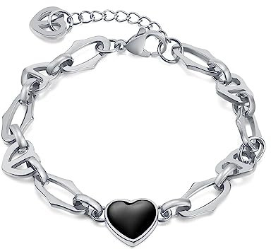 OSTAN Damen Armband Edelstahl Armbänder Herz Gliederkette Armband für Frauen