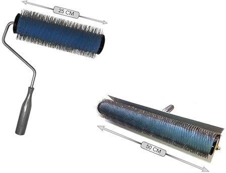 Pangolino Rouleau de purge de 50 cm avec pointes en métal - Rouleau à picots avec longueur de tige : 20 mm - Rouleau de purge professionnel pour revêtements époxy et fluides - Résistant aux solvants