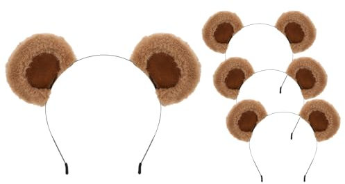 SIOTMERA Serre-tête avec oreilles d'ours marron - Joli bandeau pour maquillage adulte - Cosplay, Brun/noir, 4 Count