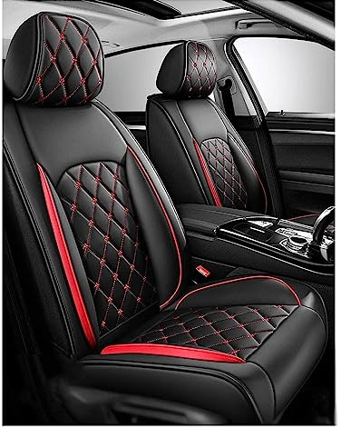 NISMIA Full Set Auto Sitzbezüge für Ford Mondeo MK5 2015-2022, Wasserdichter Leder-Autositzbezug, Seasons Protectors VerschleißFest, 5-Sitzer Autositzbezug Universal (Color : C(Red))