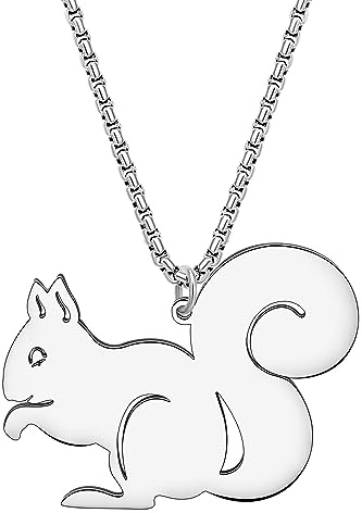 RAIDIN Edelstahl 18K Gold Silber plattiert süße Weihnachten Eichhörnchen Halskette Anhänger für Damen Mädchen Kinder Tierschmuck Geschenke für Urlaub Party Dekorationen