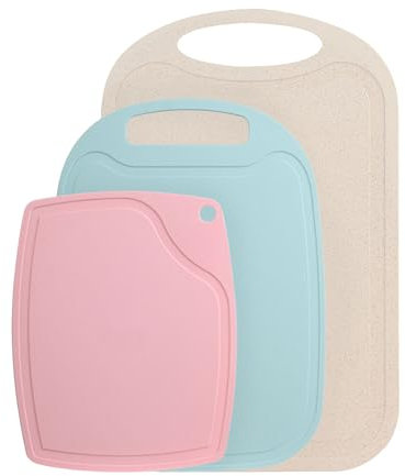 Set de 3 planches à découper,planches à petit-déjeuner en plastique,Petite planche à découper avec rainure antidérapante et rainure à jus,sans BPA, planche a decouper plastique