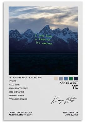 TAICI Kanye West Poster Ye Albumcover-Poster, Musikposter für Zimmer, ästhetische Leinwand, Wandkunst, Schlafzimmerdekoration, 40 x 60 cm