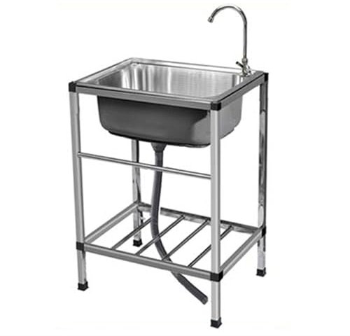Fregadero de Cocina de Acero Inoxidable Fregadero Exterior Jardin con Grifo y Soporte Independiente Multiusos Fregadero Utilitario para Cocina Restaurante Bar Jardín, A48