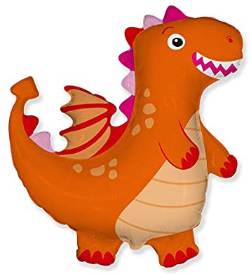 Ballonim® Drache Orange ca. 80cm Luftballons Folienballon Party Dekoration Geburtstag