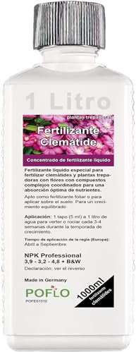 POFLO Fertilizante profesional para clemátides y plantas trepadoras en flor con nutrientes específicamente adaptados a la planta. (1000ml)