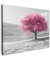 MuchoWow© Leinwandbilder 80x60 cm Wall Art Decoration Bilder für die Wand Schlafzimmer Deko Canvas Painting Wanddekoration Wohnzimmer Baum - Rosa - Schwarz und weiß - Natur