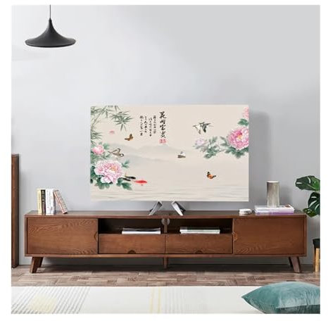 HKYBCF Schutzhülle für den Fernseher Landscape Elastic Force TV-Abdeckung TV-Staubschutztuch 32-75 Zoll Einfacher und moderner chinesischer Stil für Flachbildfernseher (Color : 05, Size : 32-37 inch)