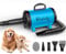 Blanlody Asciugacapelli per Cani Blower Molto Silenzioso, 4,5 CV/3200 W, velocità Regolabile, Ventilatore per la Cura del Cane con 4 Diversi ugelli, Tubo Elastico e Spazzola per la Cura