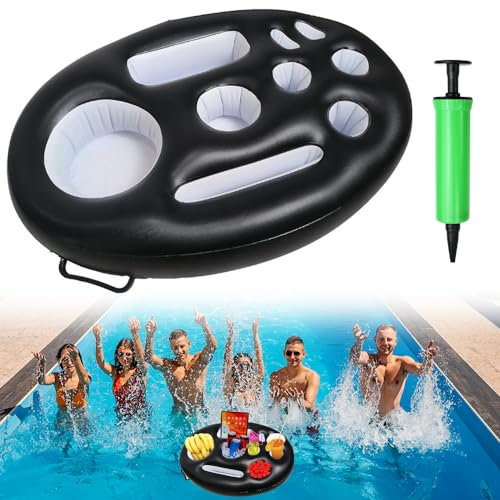 GOLRISEN Aufblasbarer Getränkehalter Pool Schwimmender Getränkehalter 2 in1 Getränke und Snackhalter 9 Löcher Flaschenhalter Poolbar Becherhalter Coasters Tablett Pool Zubehör für Sommer Pool Partys